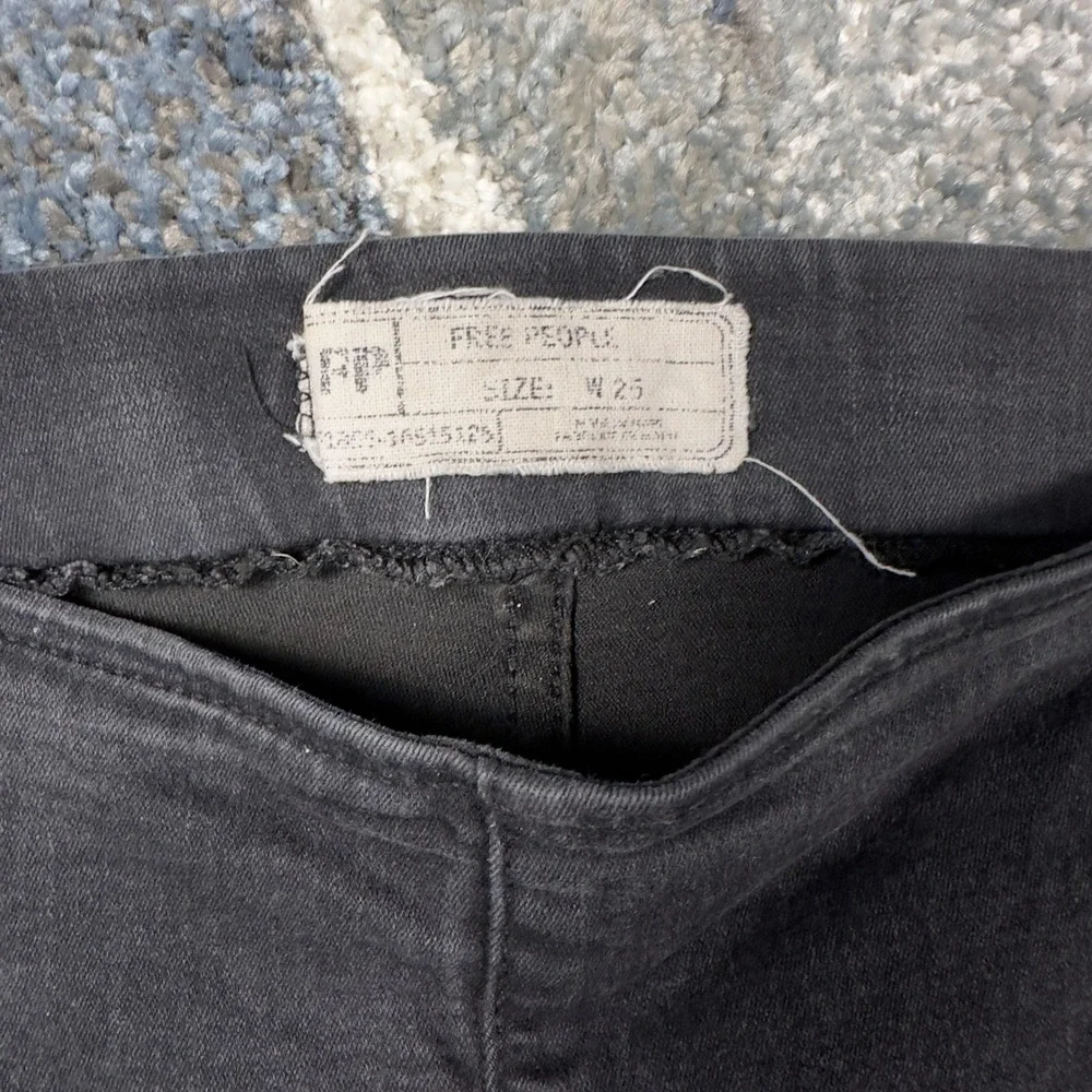 Free People High Rise Skinny Jeans Womens 25 Black Good Raw Hem Pull On